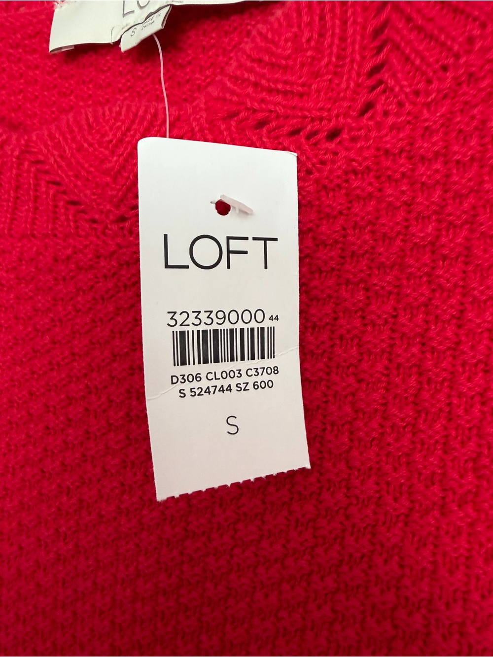 NWT LOFT Women’s Small Red Textured Crewneck Sweater - Picture 4 of 4
